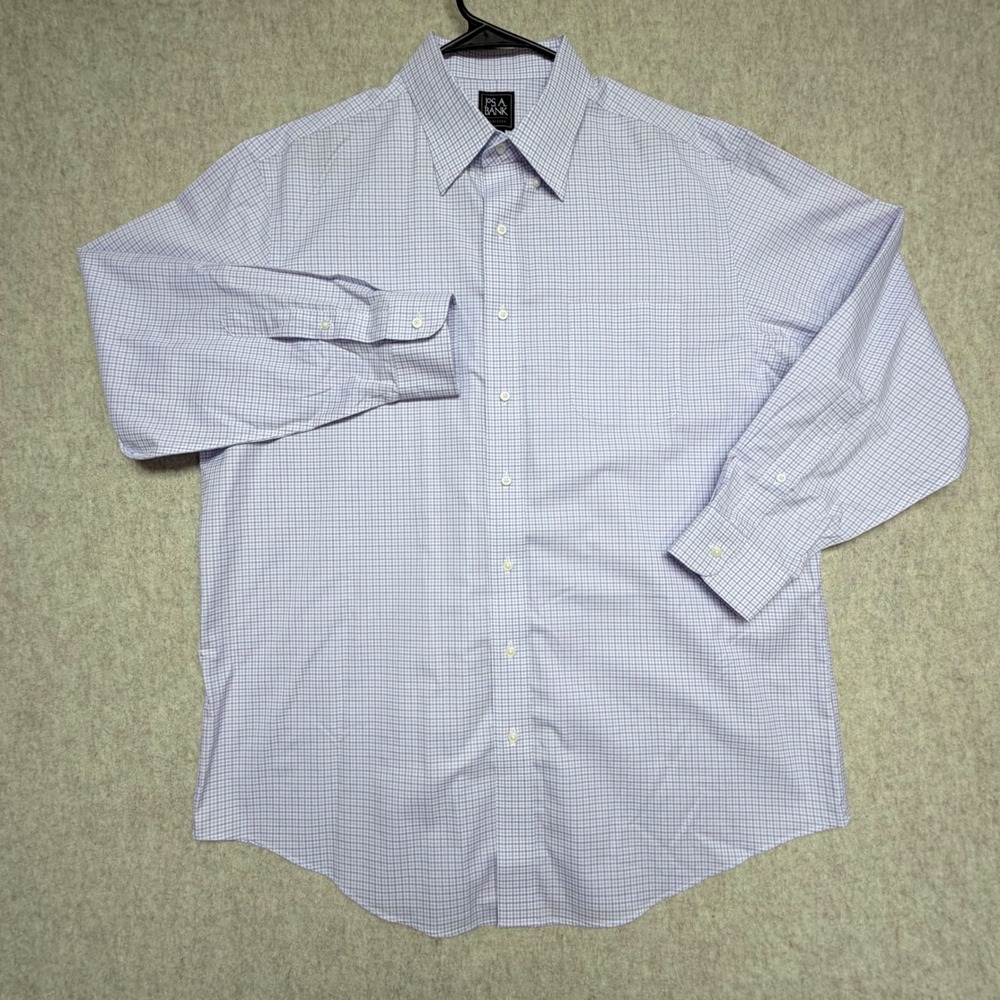 Jos. A. Bank Dress Shirt Mens 18-35 Purple Blue Check Traveler Tailored